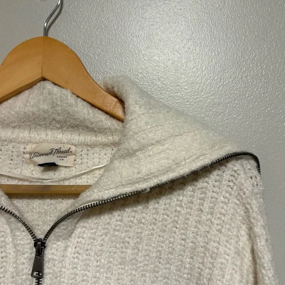 Women's Quarter Zip Collared Pullover Sweater - Universal Thread cream medium - Picture 3 of 3